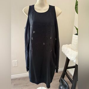 Superdry Black Off-the-Shoulder Sweater Dress with Subtle Accents